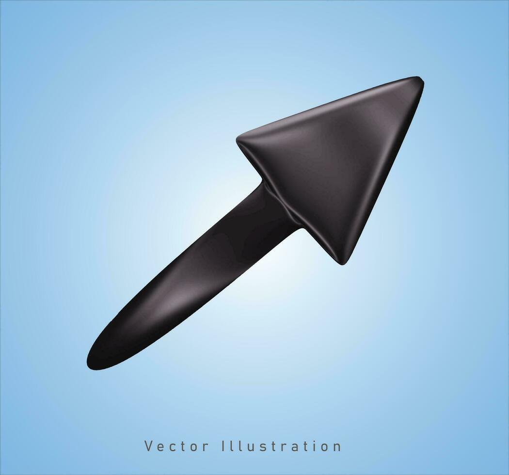 zwart metalen pijl in 3d vector illustratie