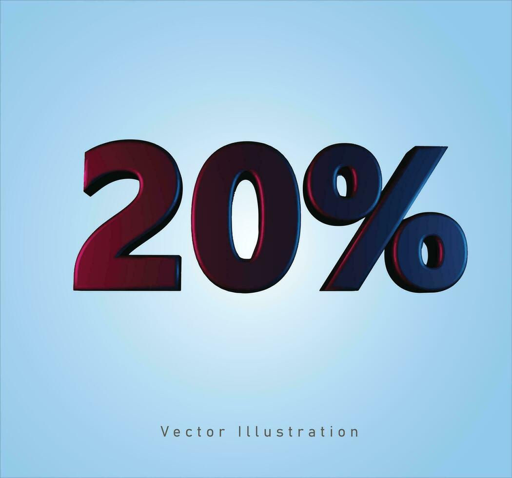 twintig percentage in 3d vector illustratie