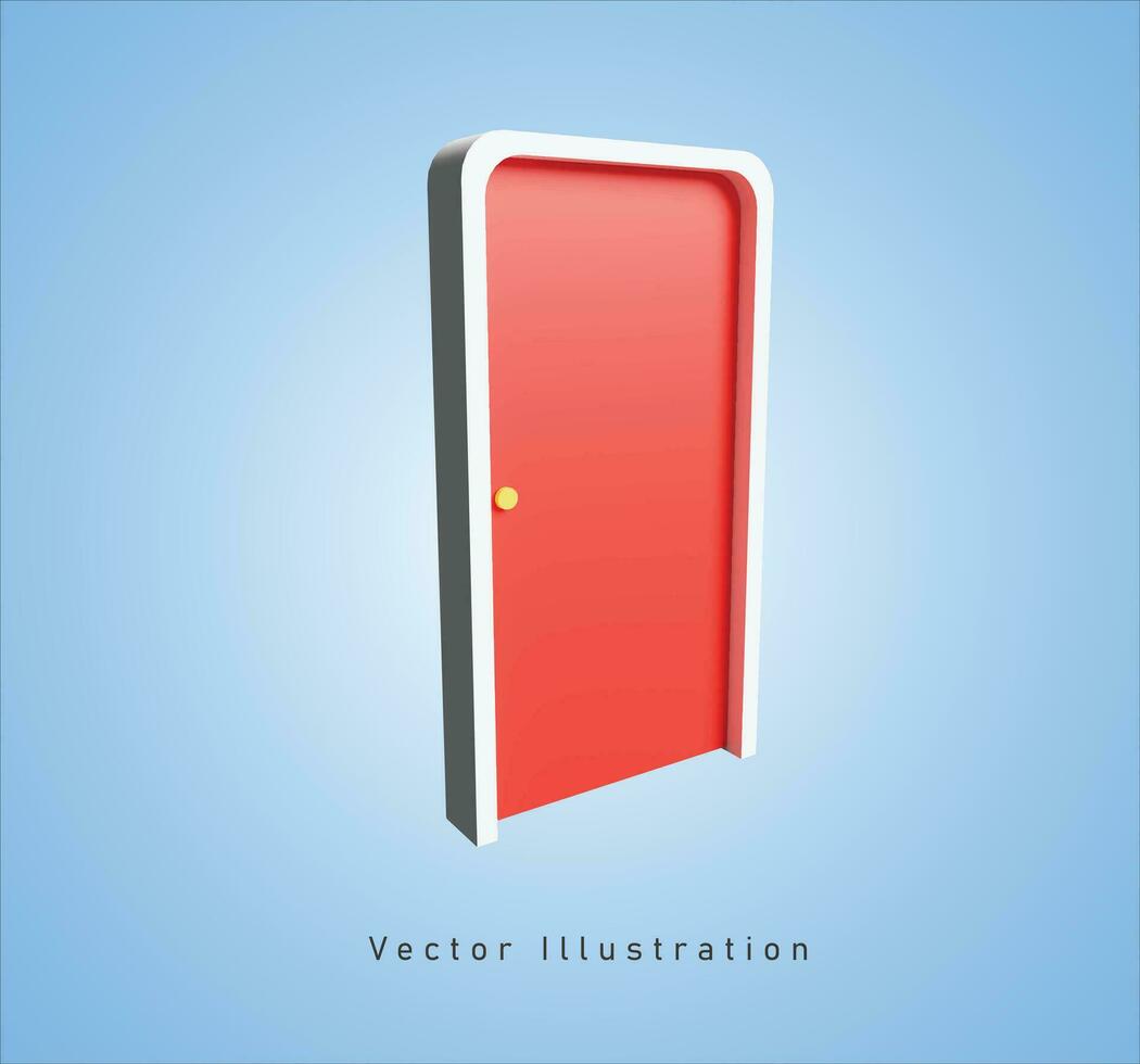 rood deur in 3d vector illustratie
