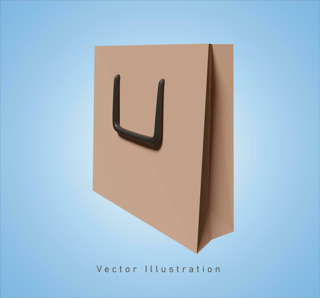 papier zak in 3d vector illustratie