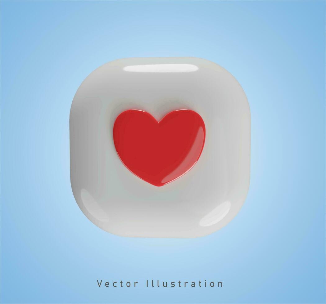 liefde teken in 3d vector illustratie