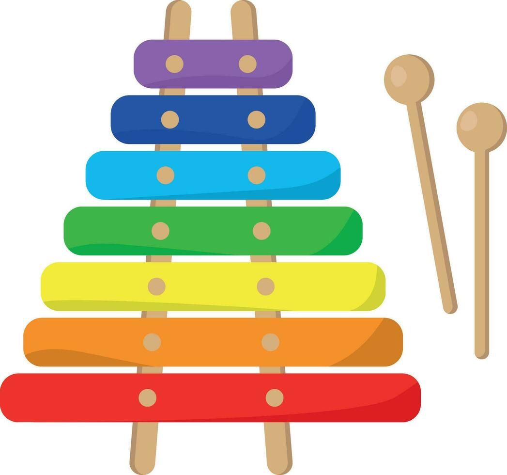 kleurrijk xylofoon en houten stokjes vector