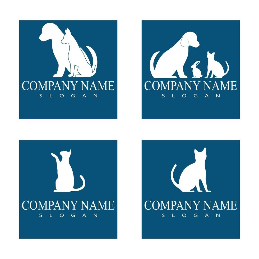 kat en hond vector silhouetten logo sjabloon