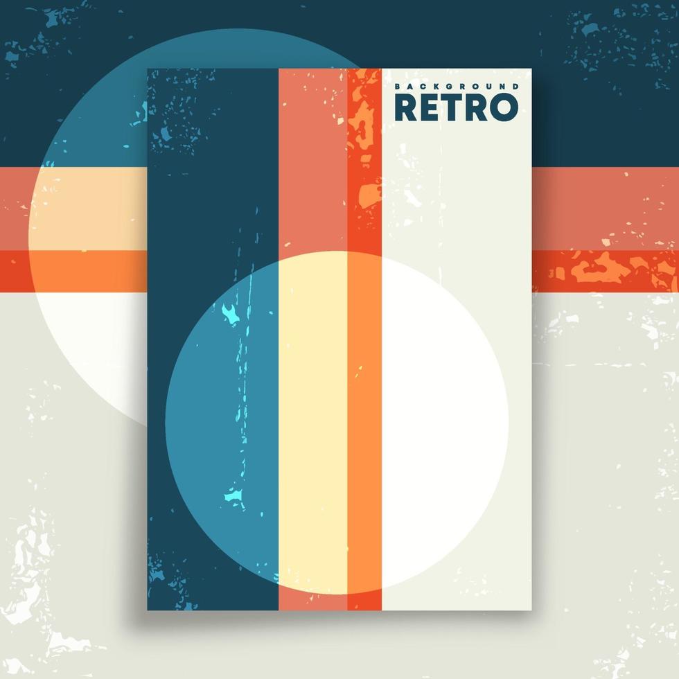 retro design poster met vintage grunge textuur en gekleurde lijnen. vectorillustratie. vector