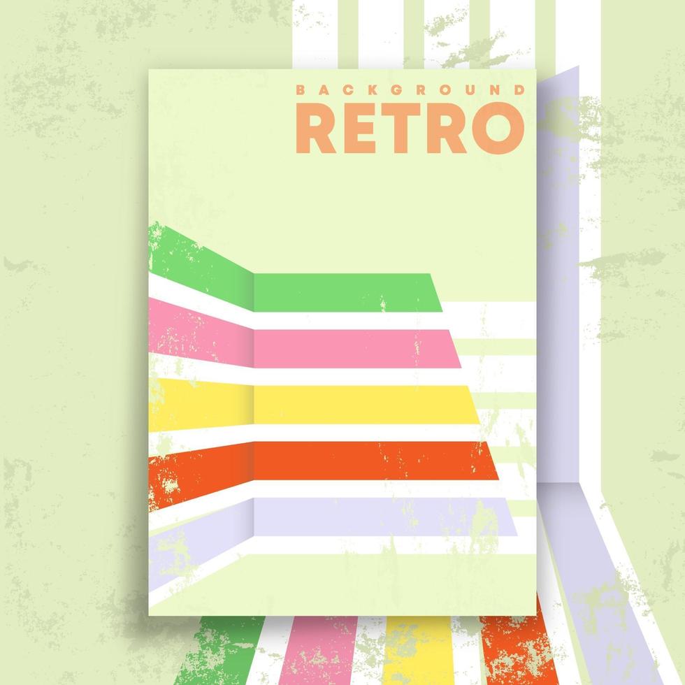 retro design poster met vintage grunge textuur en gekleurde lijnen. vectorillustratie. vector
