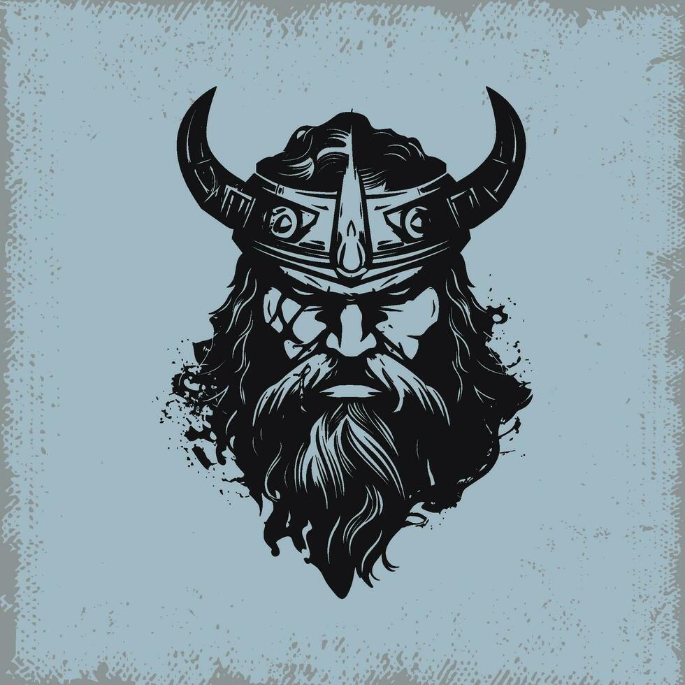 viking krijger hoofd met helm en baard illustratie vector