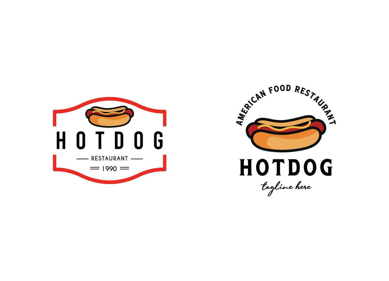 heet hond logo insigne met retro ontwerp stijl. heet hond embleem logo ontwerp. vector