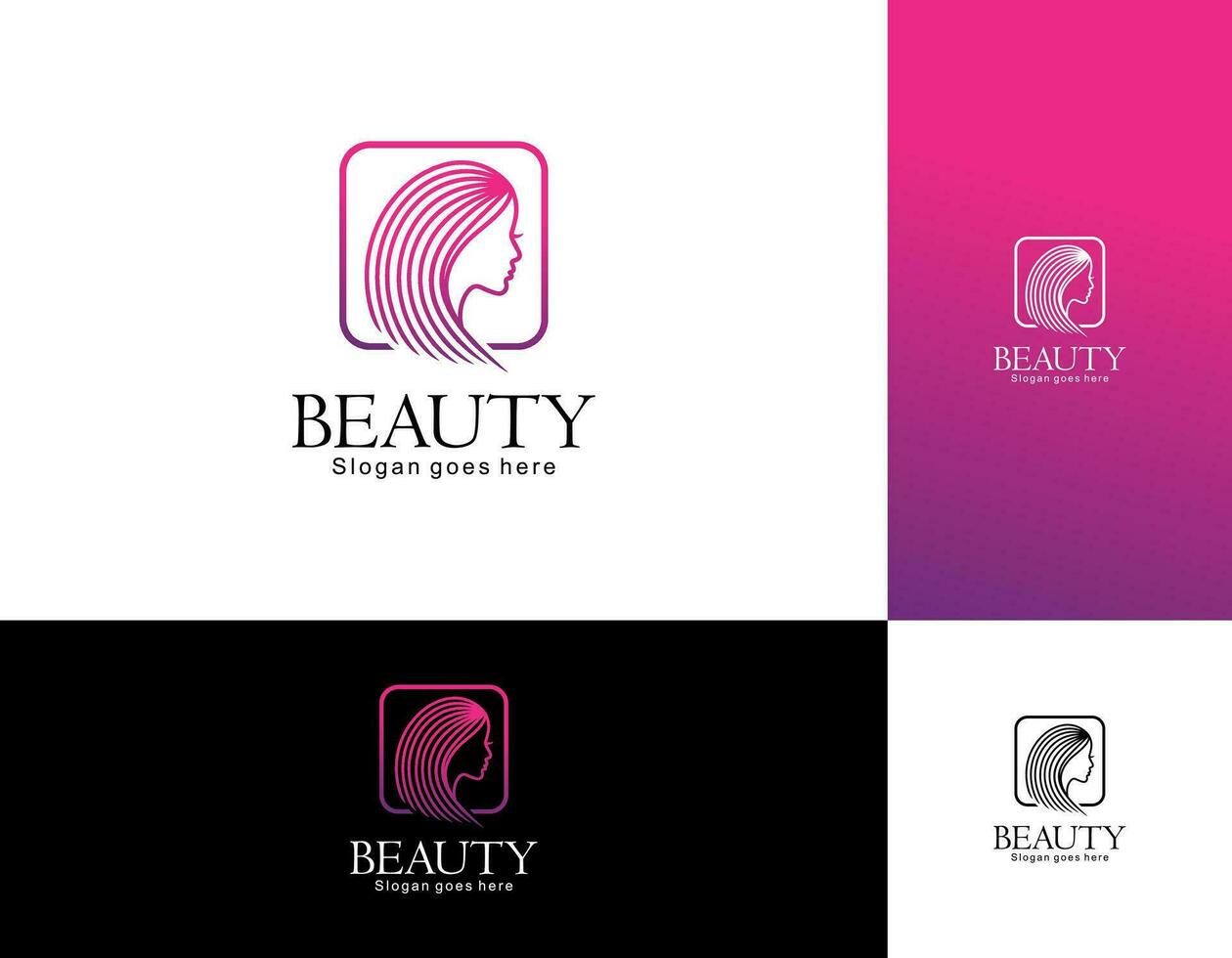 vrouw haar- salon met interessant kleuren logo ontwerp premie vector. vector