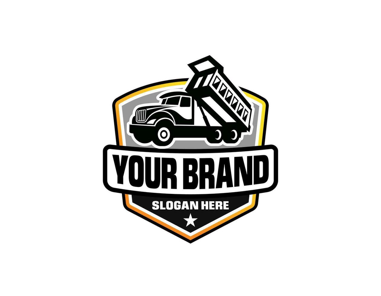 kipper vrachtauto bedrijf logo insigne vector. het beste voor vrachtvervoer en vracht verwant industrie vector