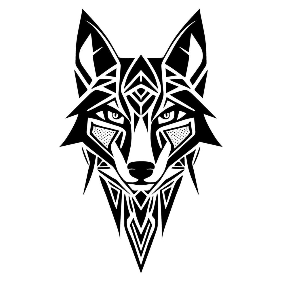 hoofd wolf tribal kunst ontwerp vector