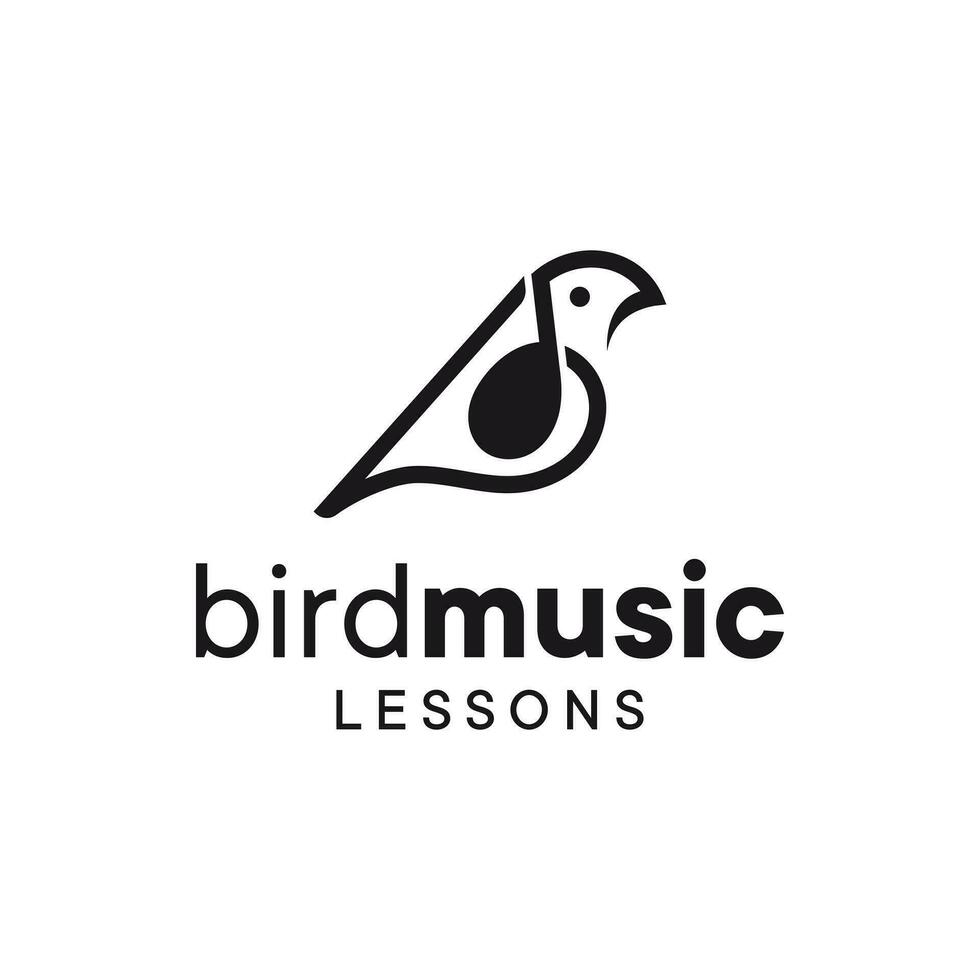 mono lijn logo combinatie van vogel en musical Opmerking. vector