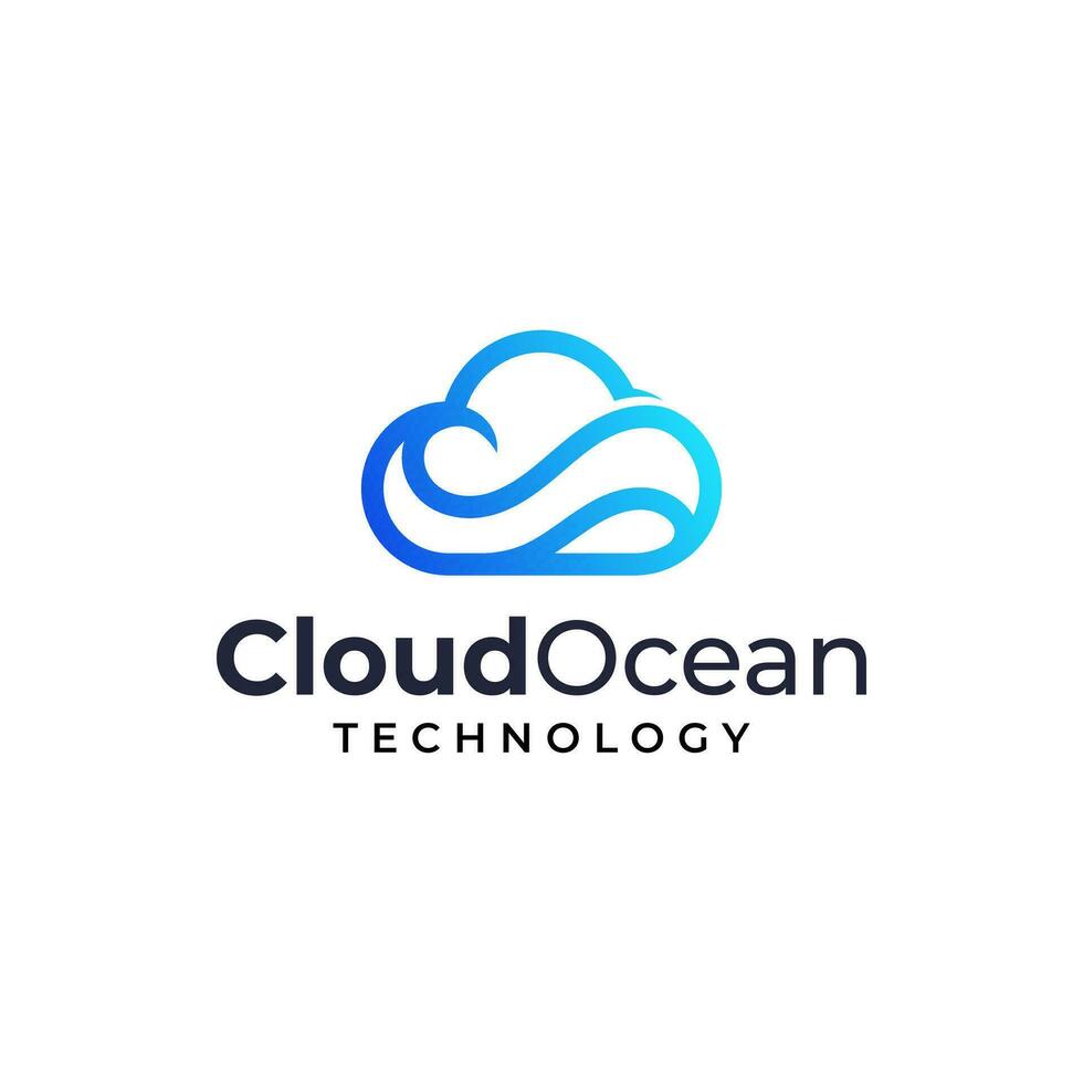 modern logo combinatie van golven en wolken. vector