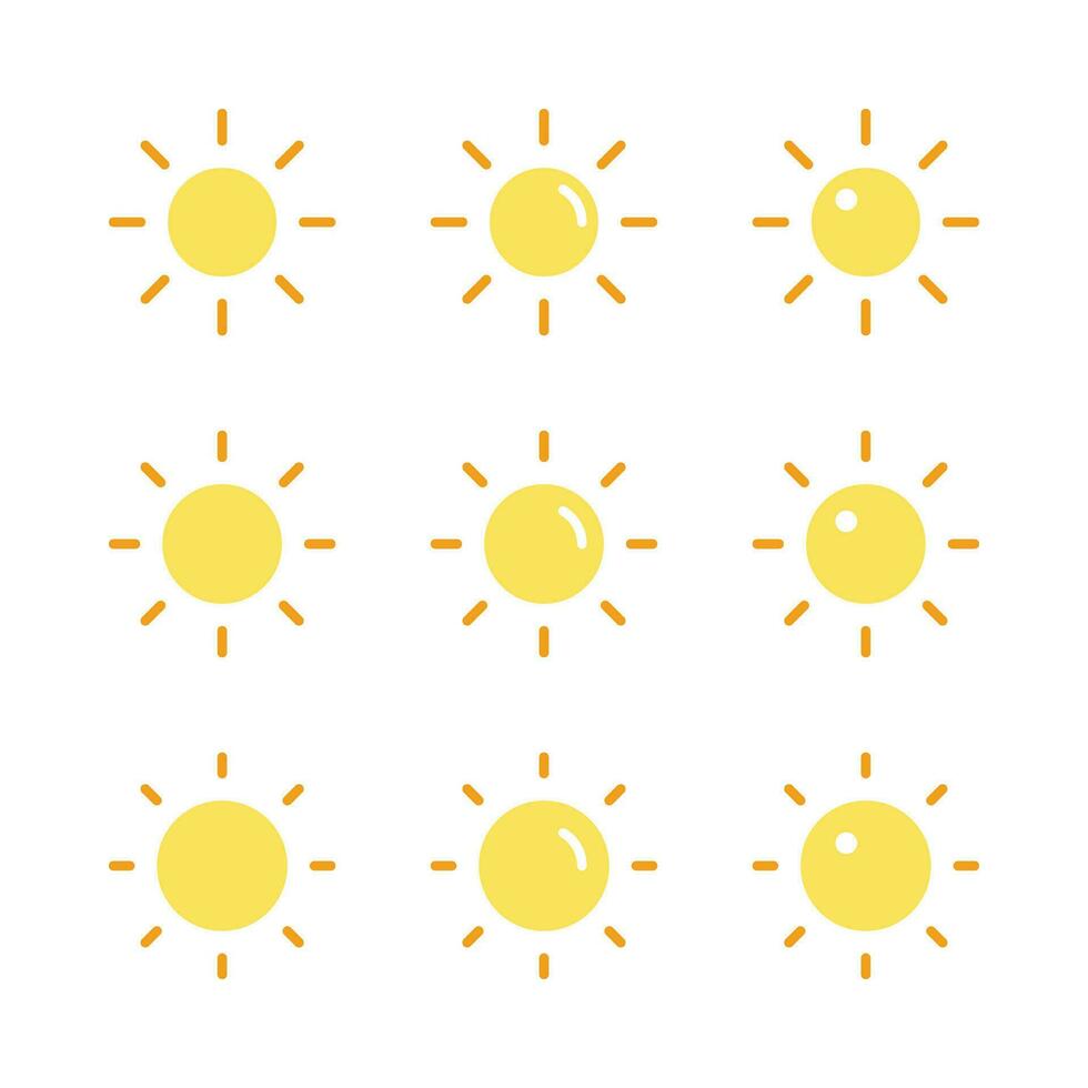 zon icoon set, helderheid instelling symbool. gemakkelijk en modern ontwerp, vector voor app en web.
