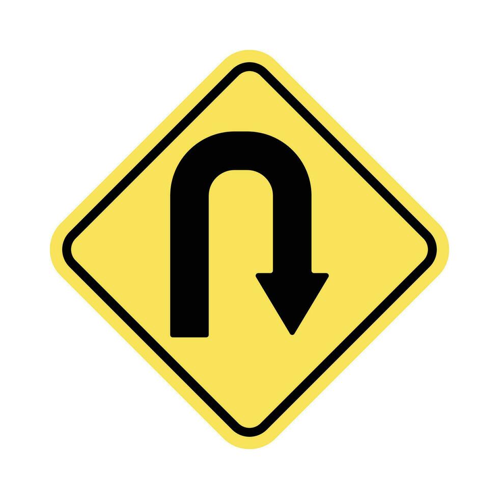 vector verkeer teken beurt Rechtsaf, weg teken. zwart kleur ontwerp Aan geel achtergrond