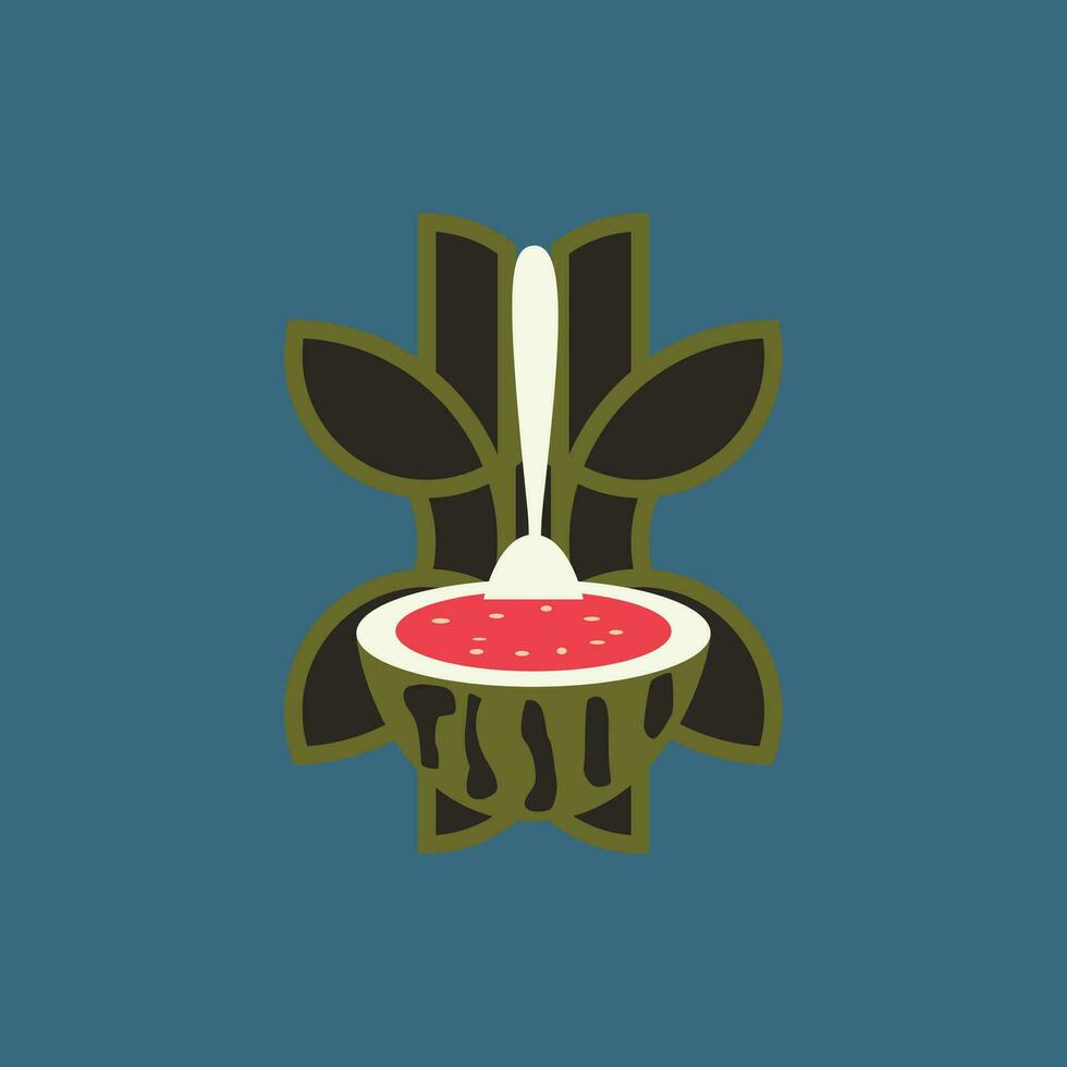 watermeloen bamboe logo, geschikt voor voedsel en drank ondernemingen. vector