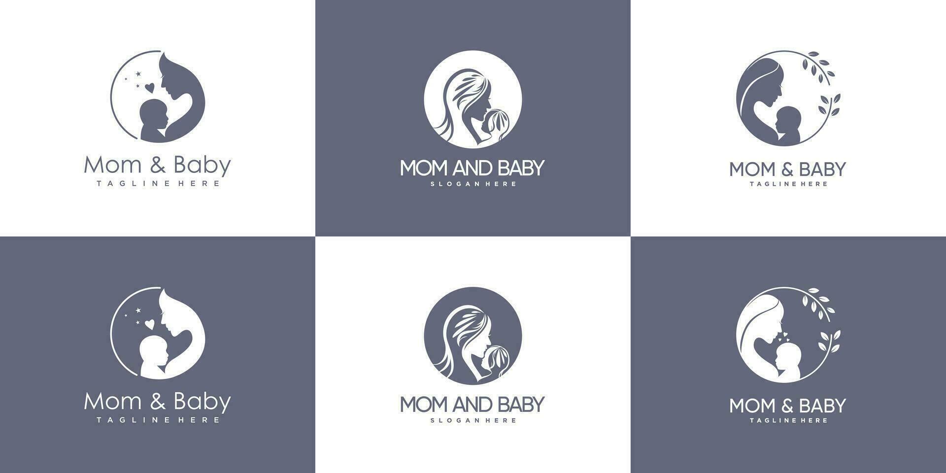 mam en baby logo ontwerp verzameling met modern uniek stijl premie vector