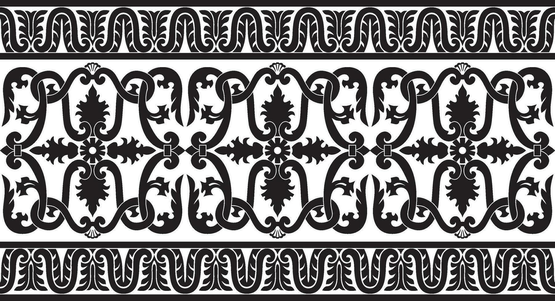 vector monochroom zwart naadloos klassiek Renaissance ornament. eindeloos Europese grens, opwekking stijl kader