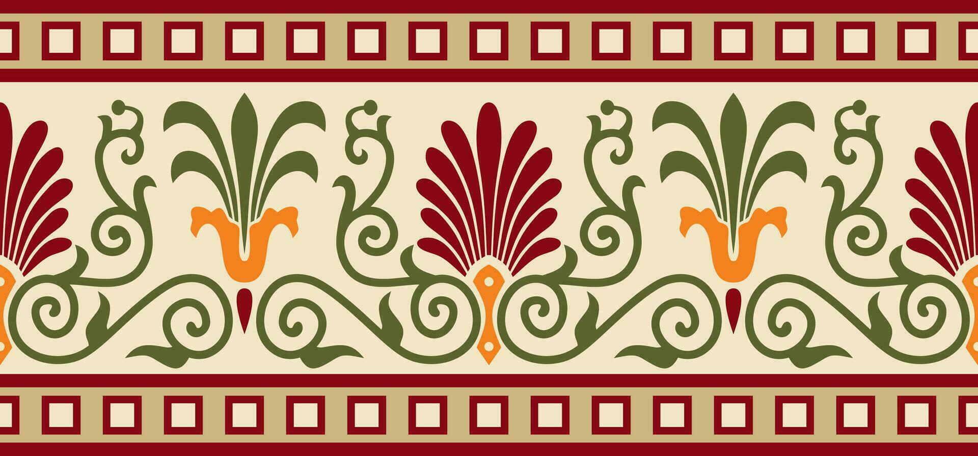 vector gekleurde naadloos klassiek Grieks ornament. eindeloos Europese patroon. grens, kader oude Griekenland, Romeins rijk