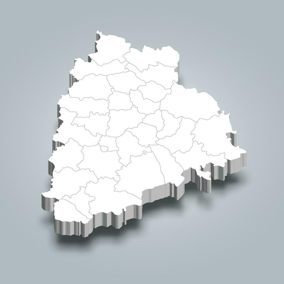 telangana 3d wijk kaart is een staat van Indië vector