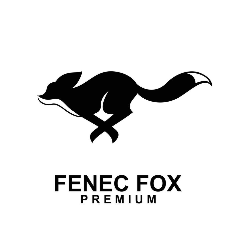 fennec vos logo icoon ontwerp illustratie negatief zwart wit vector