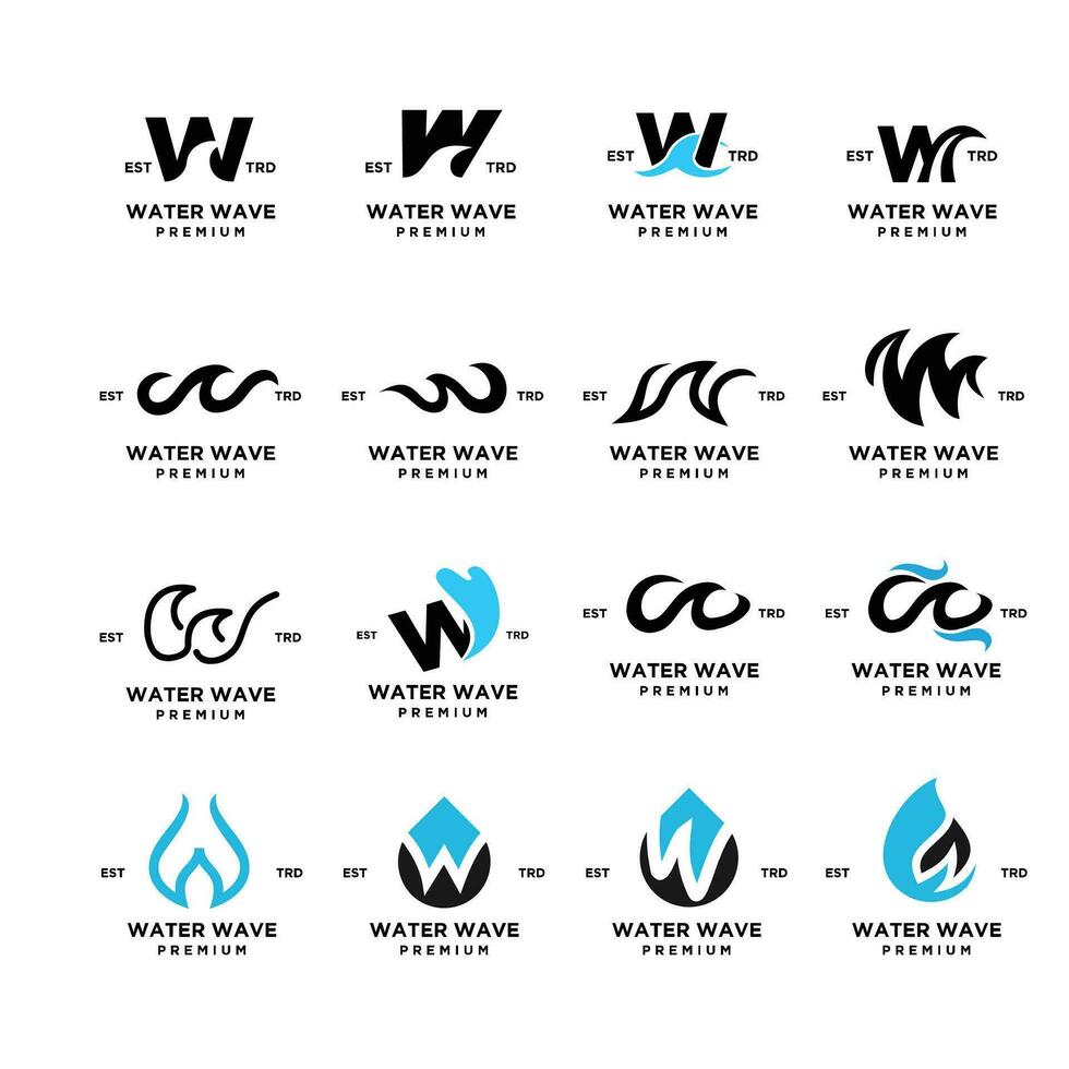 w brief water eerste logo ontwerp sjabloon vector