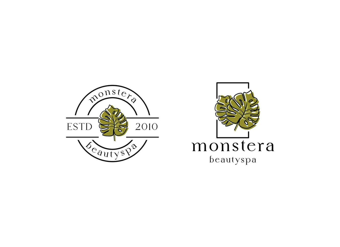 tropische plant verlaat logo. monstera verlaat logo-ontwerp. vectorillustraties. vector