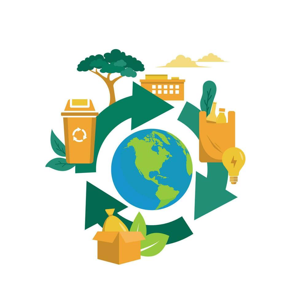 globaal recycling duurzame praktijken naar creëren een milieuvriendelijk levensstijl vector