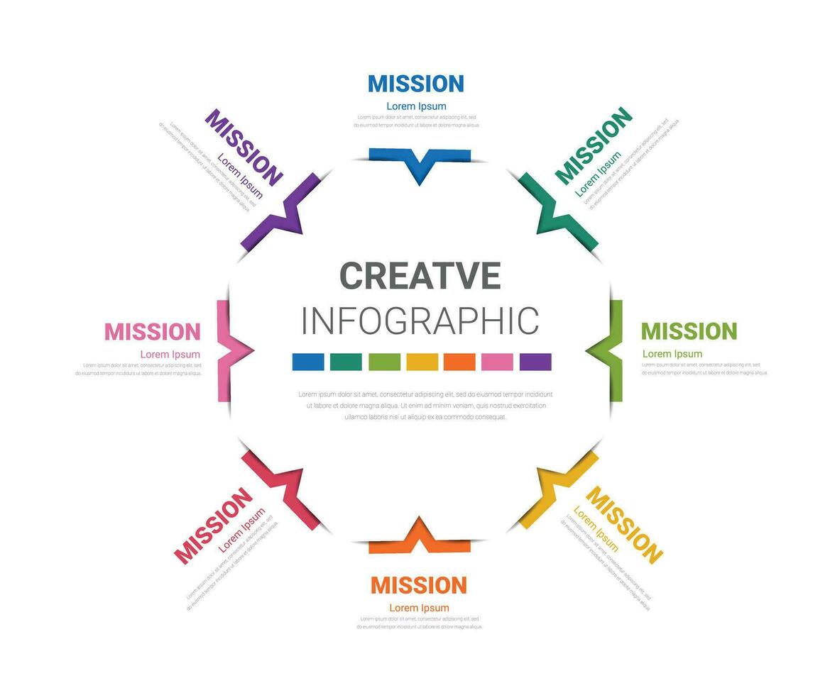 cirkel infographic dun lijn ontwerp en 8 opties of stappen. infographics voor bedrijf concept. vector