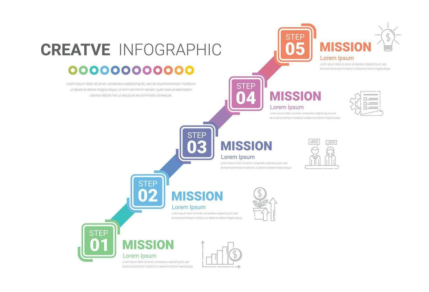 tijdlijn infographic sjabloon met 5 opties vector