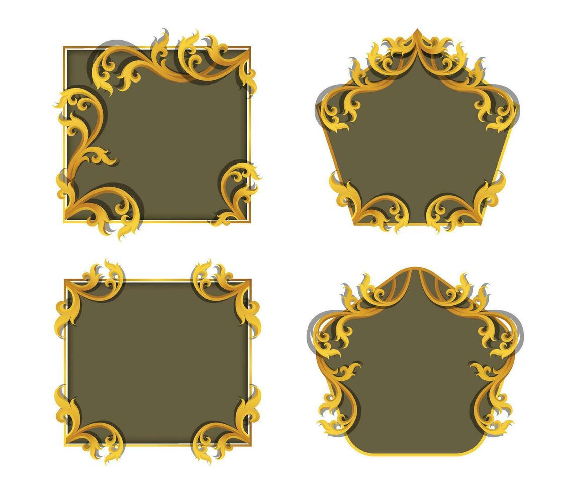 decoratief Thais traditioneel kunst kader. elegant vector element oostelijk stijl, plaats voor tekst. gouden schets bloemen grens. kant illustratie voor uitnodigingen en groet kaarten.