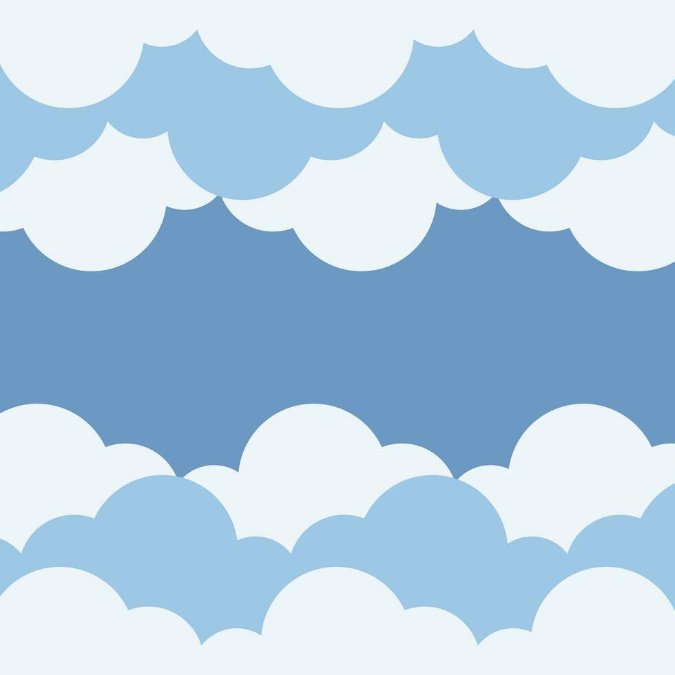 wolken kader vlak, blauw halfronde wolken sjabloon kinderen achtergrond poster spandoek. vector illustratie