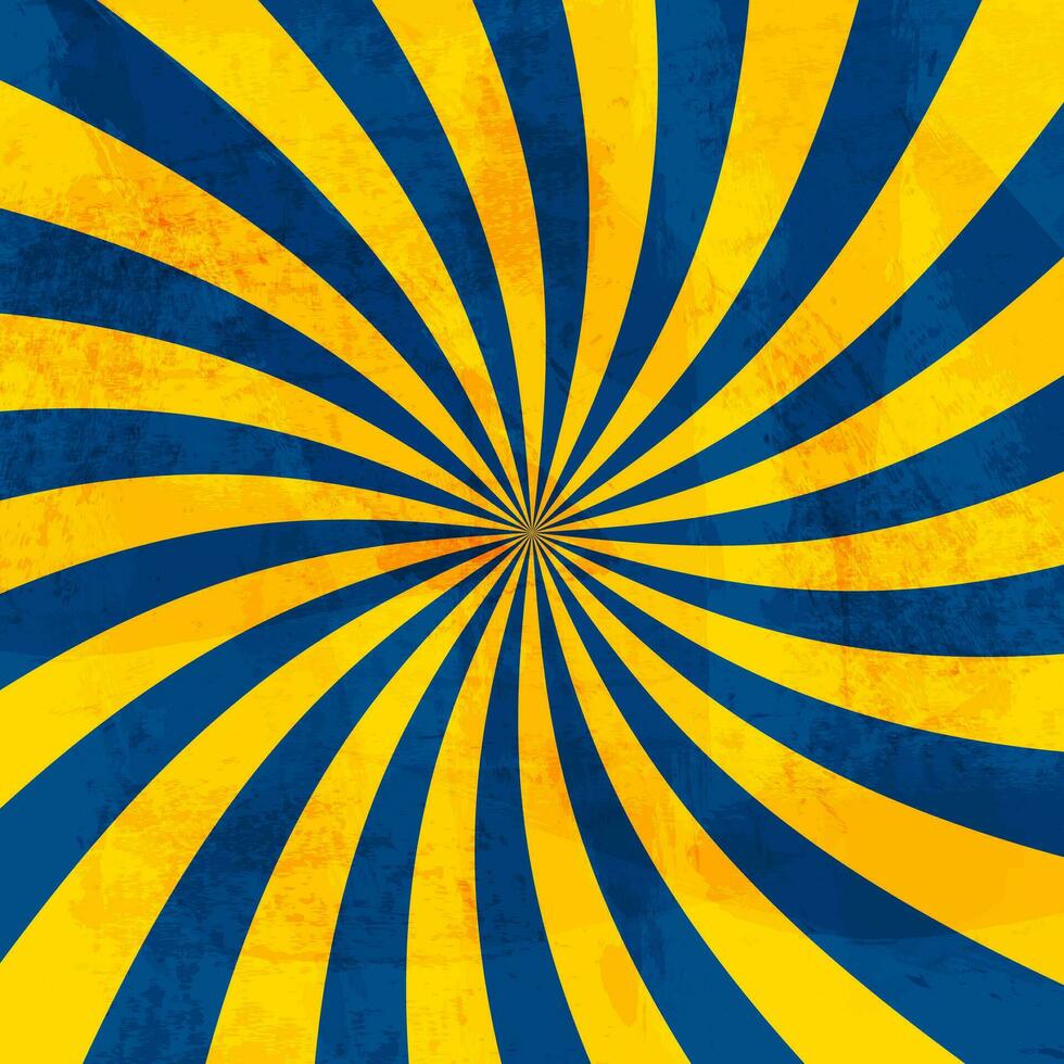geel blauw achtergrond zon stralen retro grunge 60-70 jaar. abstract structuur patroon radiaal stralen explosie. vector achtergrond