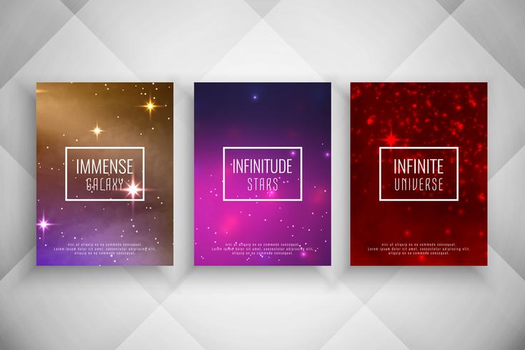 Abstracte galaxy stijl brochure sjabloon set vector