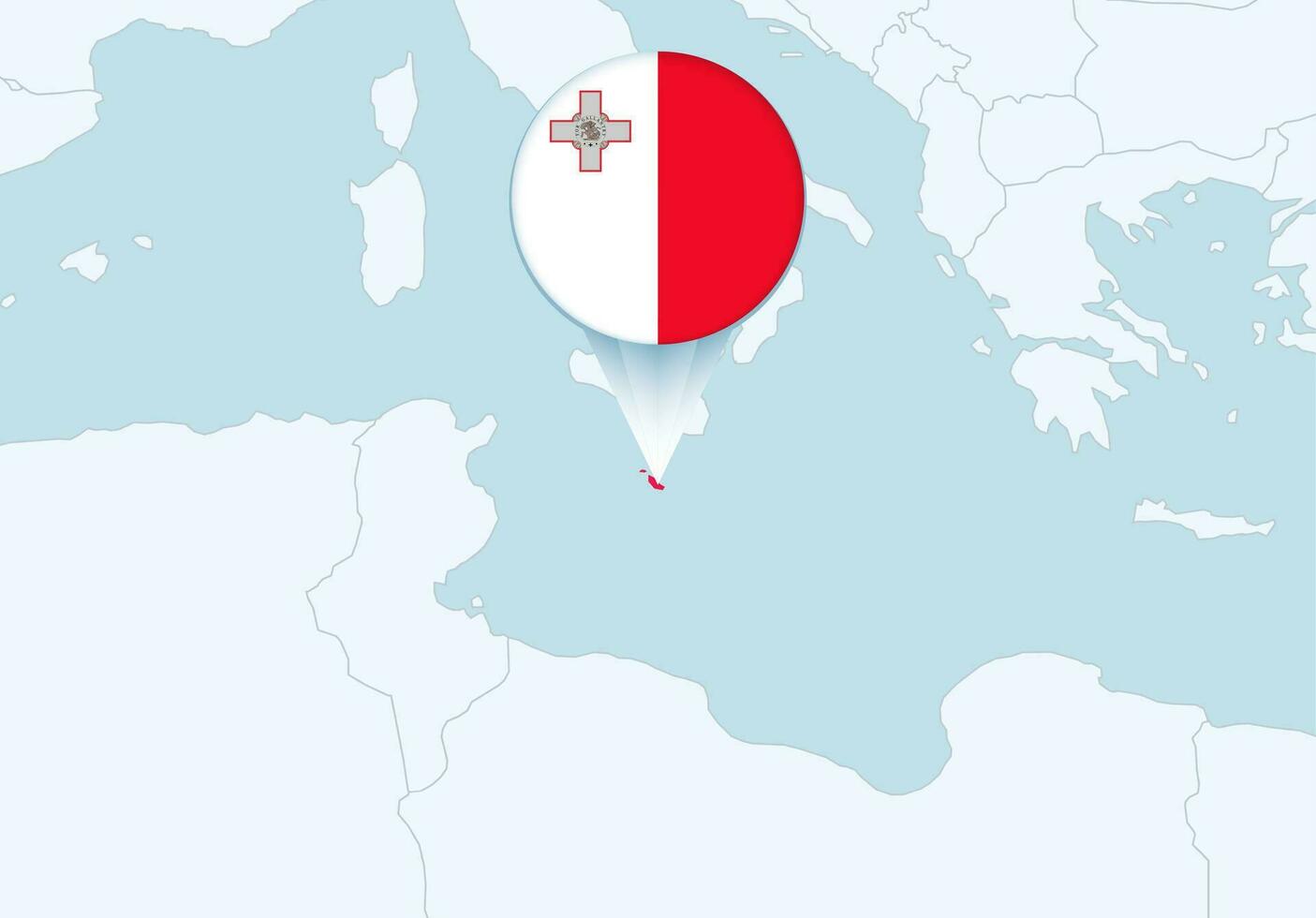 Europa met geselecteerd Malta kaart en Malta vlag icoon. vector