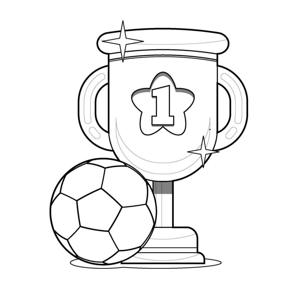 kleur boek voor kinderen. gouden trofee met voetbal vector