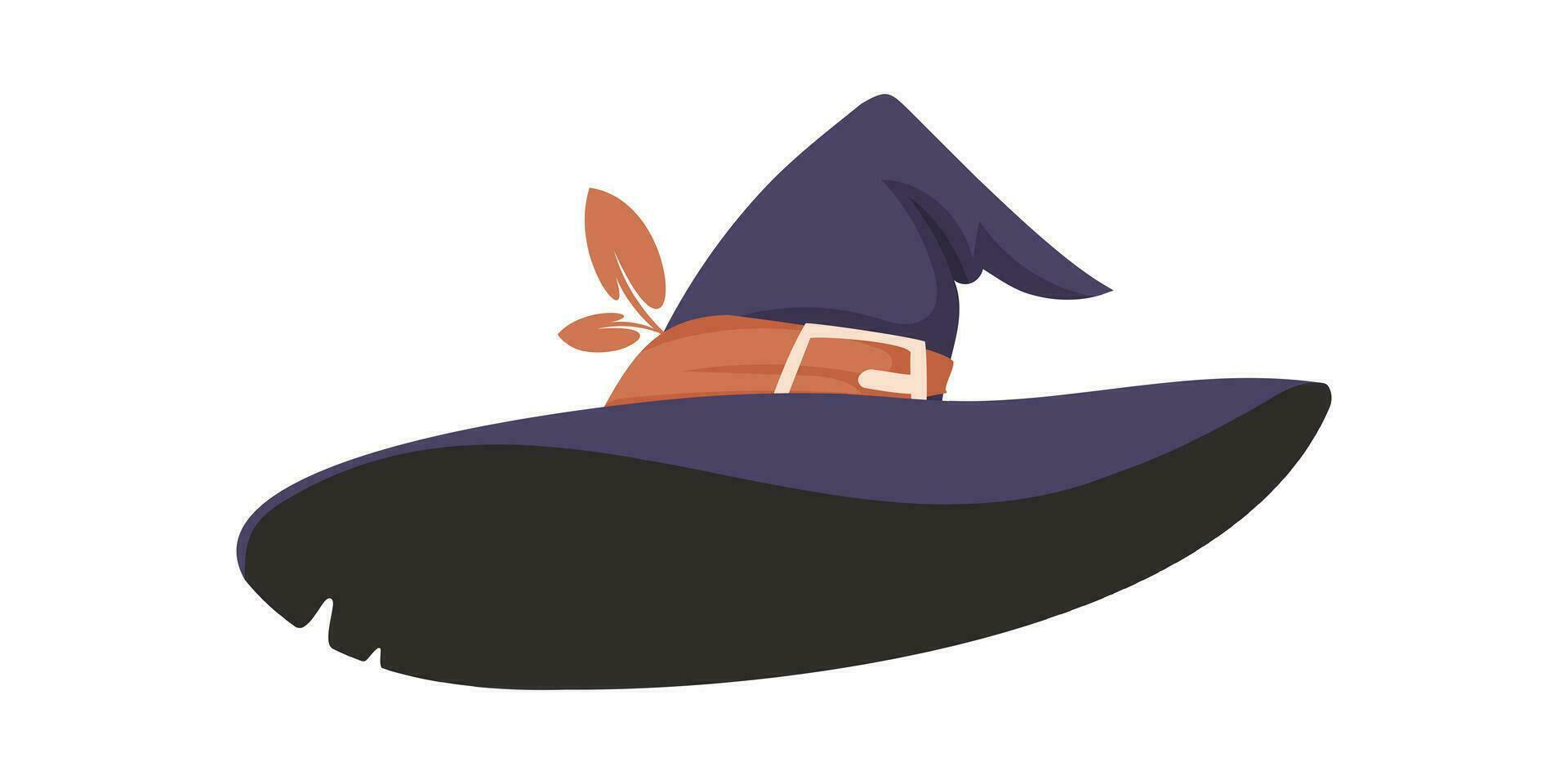 een heks hoed is een werkelijk hoog hoed dat heksen zetten Aan hun hoofden. tekenfilm stijl, vector illustratie