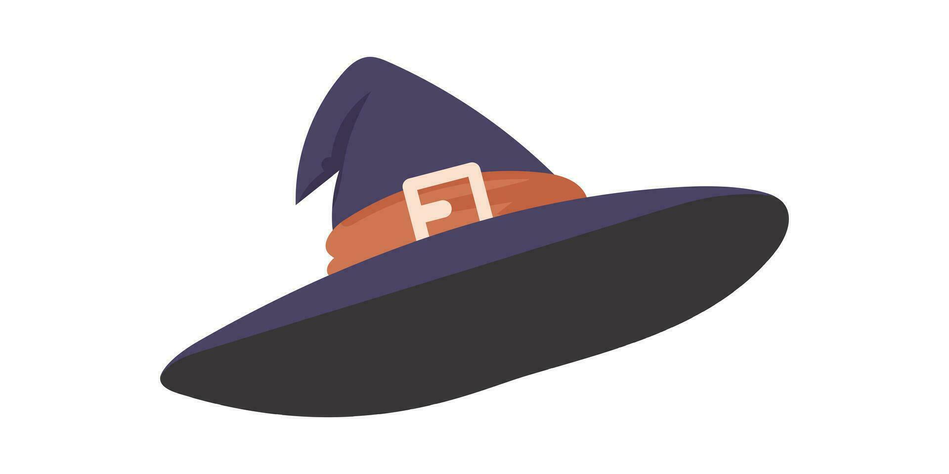 een groot, wees hoed dat heksen slijtage Aan hun hoofden. een hoed voor halloween dat looks Leuk vinden een basketbal kap. tekenfilm stijl, vector illustratie