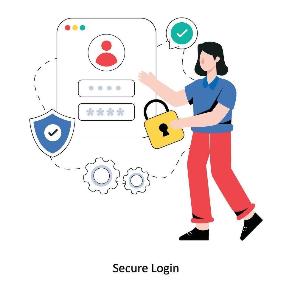 beveiligen Log in vlak stijl ontwerp vector illustratie. voorraad illustratie