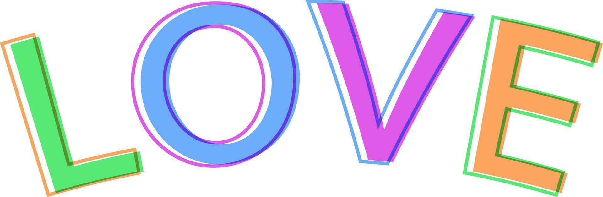woord liefde minimalistisch stijl kleurrijk brieven, logo symbool teken liefde vector