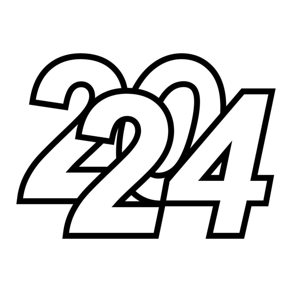 2024 logo belettering afgeschuind doopvont 24, geneeskunde 2024 gezond levensstijl vector