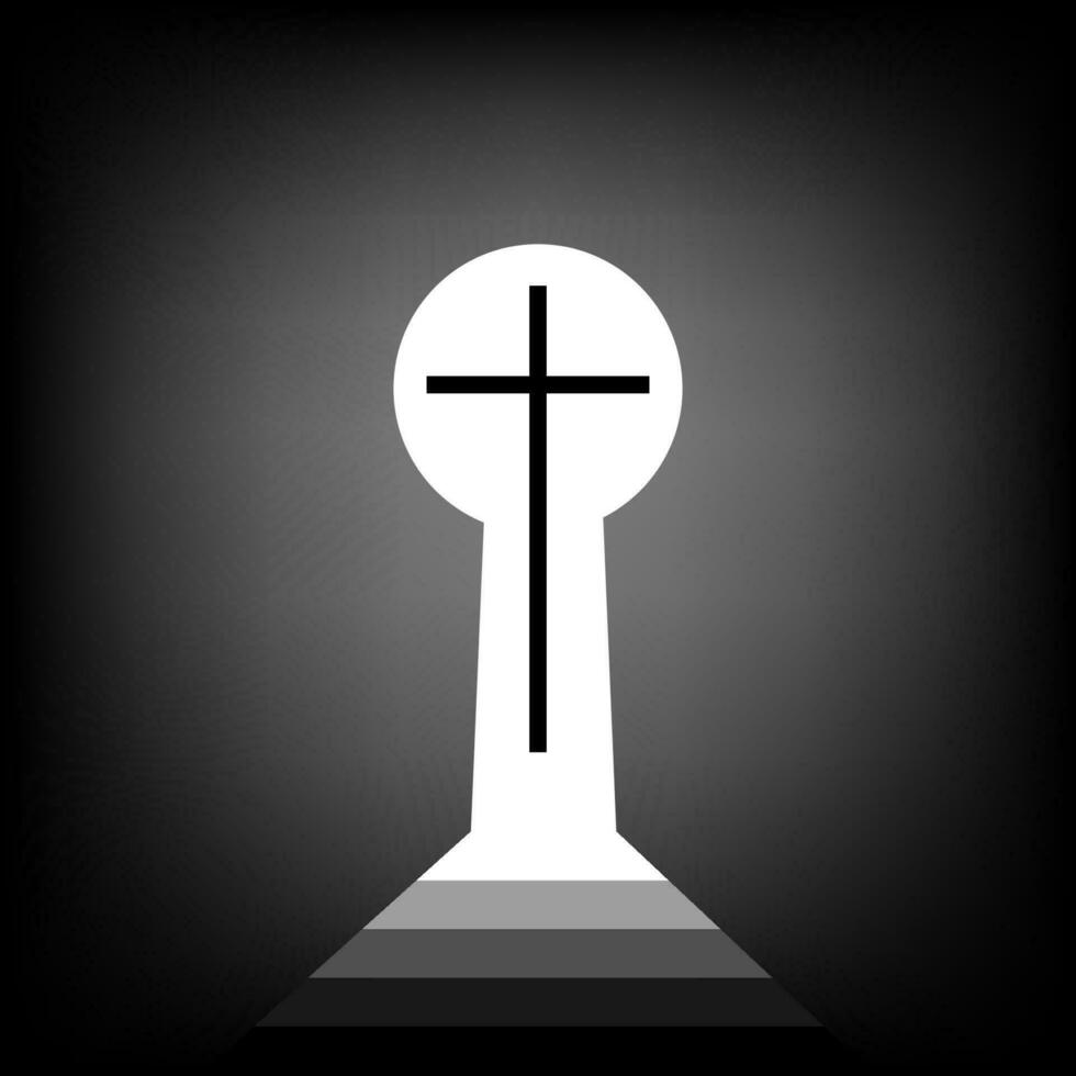 manier naar god, christen kruis sleutelgat, visie van interieur god vector