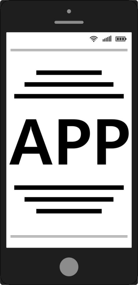 smartphone, woord app monitor, symbool teken mobiel toepassing vector