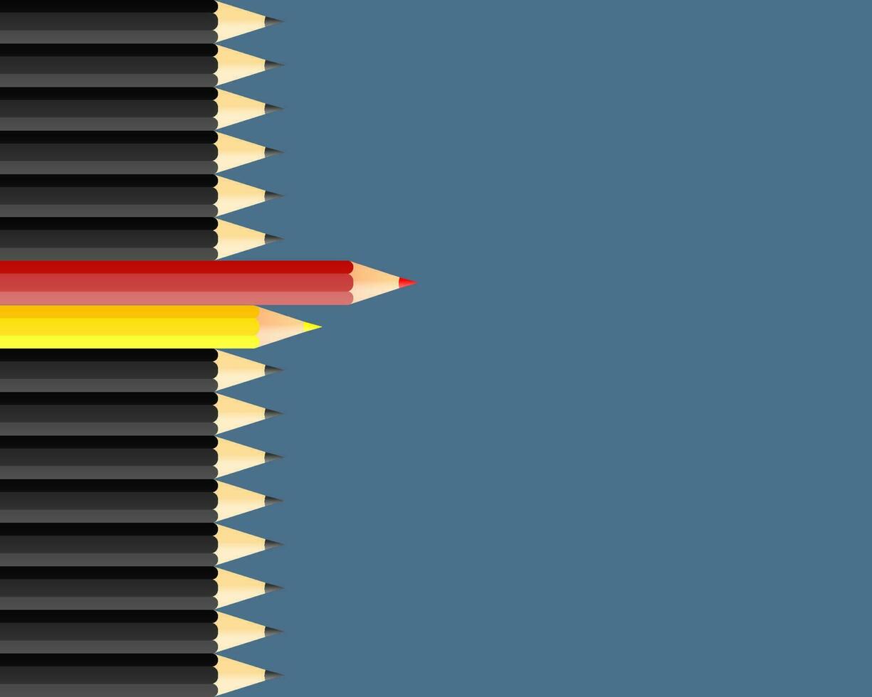 geel rood zwart potlood. concept achtergrond vector. vector