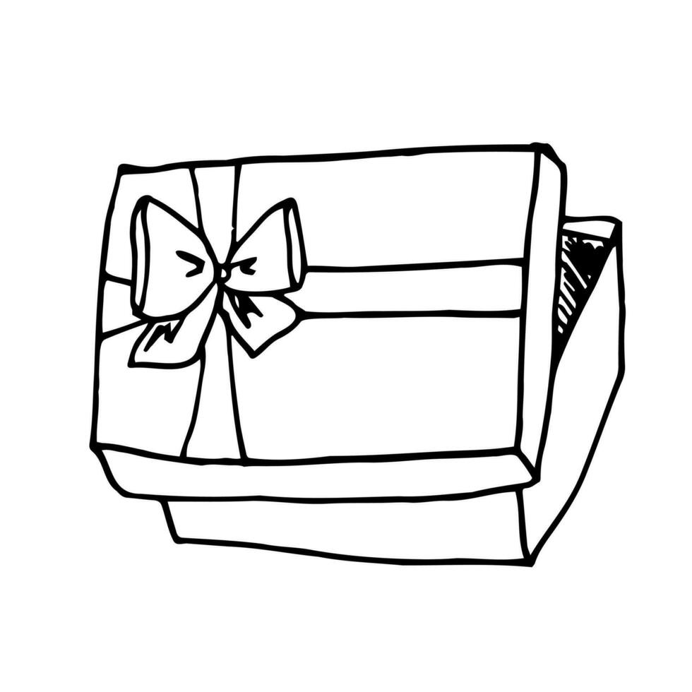 vector hand- getrokken tekening lijn geschenk doos. geïsoleerd element. verjaardag Geschenk.