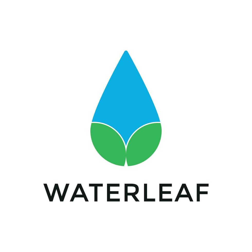 creatief laten vallen water en blad concept logo vector