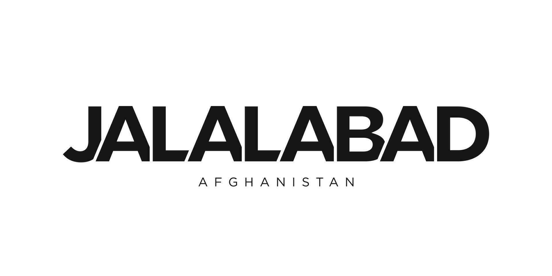 jalalabad in de afghanistan embleem. de ontwerp Kenmerken een meetkundig stijl, vector illustratie met stoutmoedig typografie in een modern lettertype. de grafisch leuze belettering.