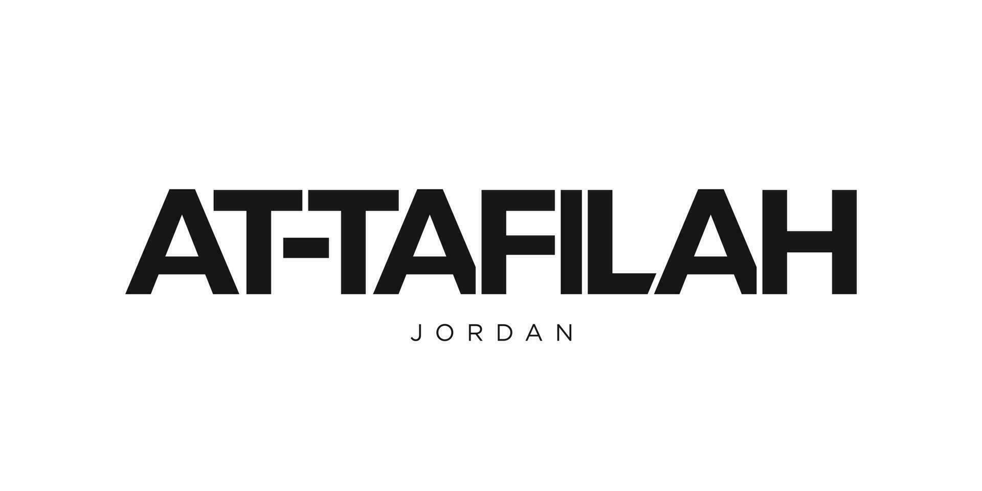 tafilah in de Jordanië embleem. de ontwerp Kenmerken een meetkundig stijl, vector illustratie met stoutmoedig typografie in een modern lettertype. de grafisch leuze belettering.