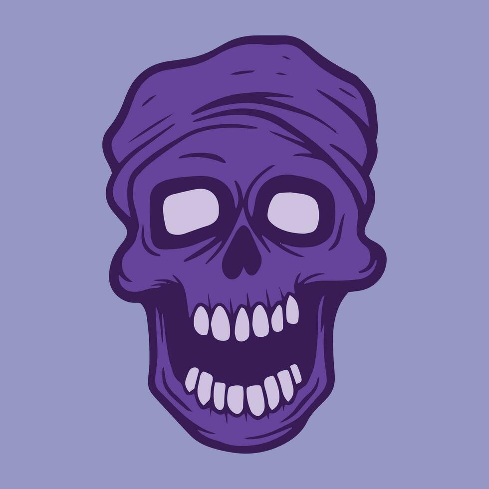 Purper schedel hand- getrokken illustraties voor stickers, logo, tatoeëren enz vector