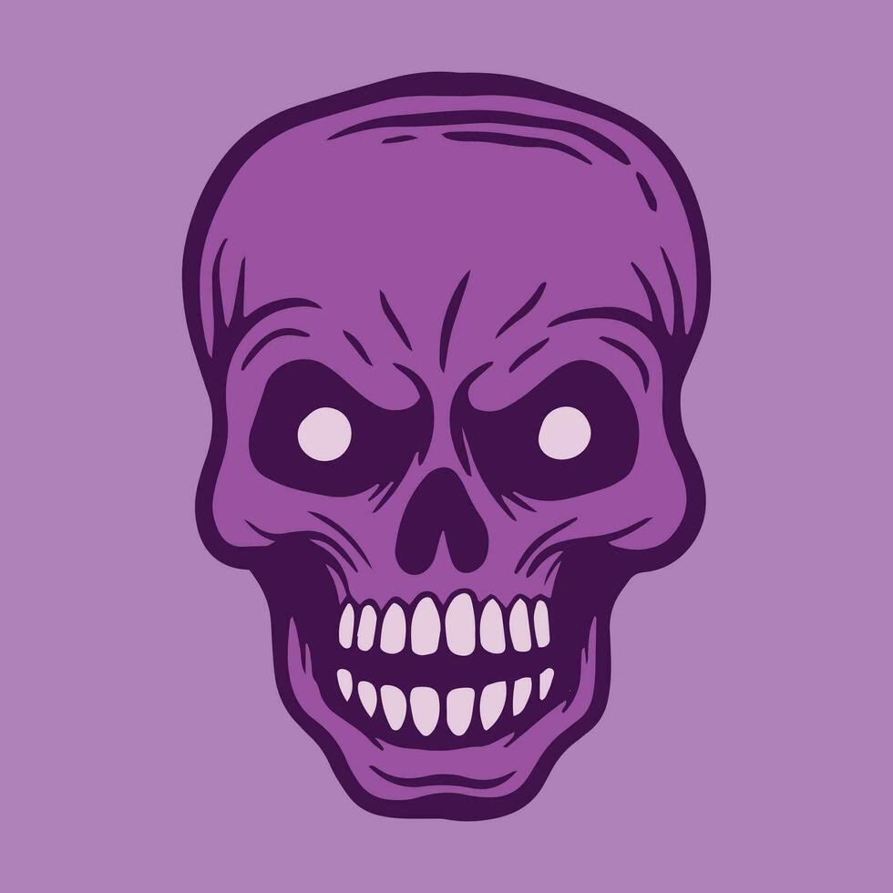 Purper schedel hand- getrokken illustraties voor stickers, logo, tatoeëren enz vector