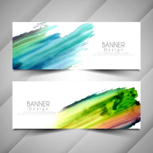 Abstracte elegante kleurrijke aquarel banners instellen vector